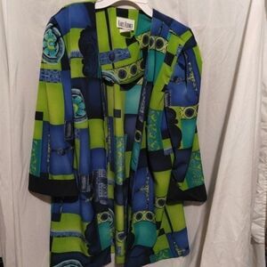 Kari's Korner Size16 Artsy Green Blue Y2K  Open Front